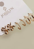 Bow-Pearl Studded Earring Set