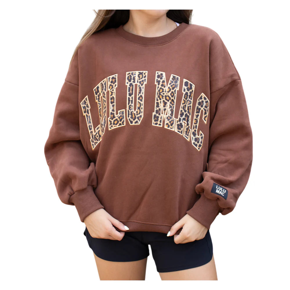 Lulu Mac Sweatshirt — Brown with Leopard